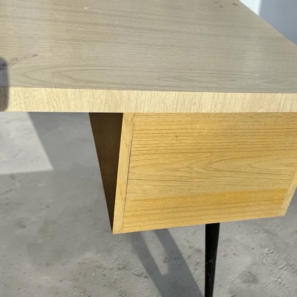 Mid-Century Modern Home Office Desk in Light Wood and Black - Picture 6 of 16